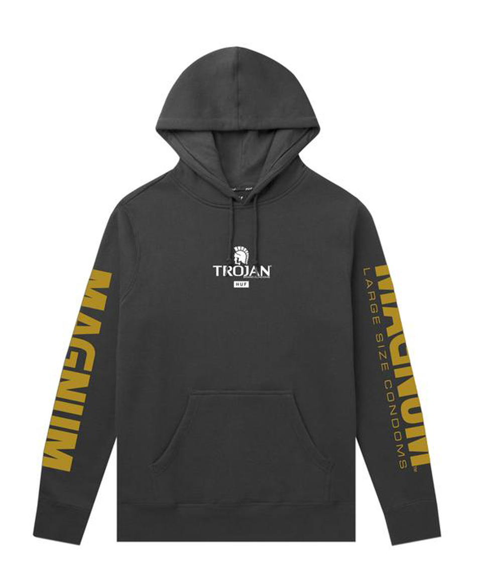 HUF X TROJAN MAGNUM HOOD BLACK
