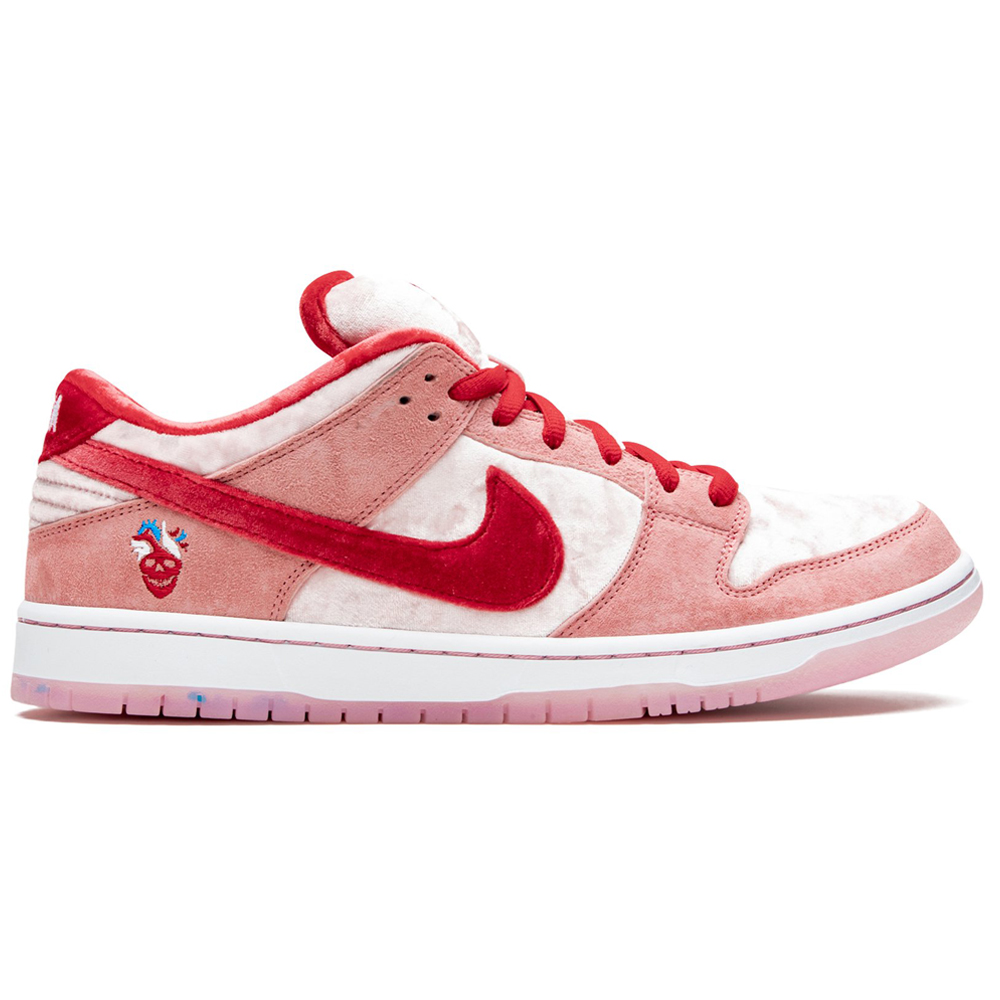 NIKE SB X STRANGELOVE SKATEBOARDS DUNK LOW PRO BRIGHT MELON/GYM RED-MED SOFT PINK