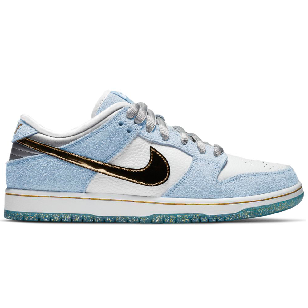 NIKE SB X SEAN CLIVER DUNK LOW PRO WHITE/METALLIC GOLD-PSYCHIC BLUE