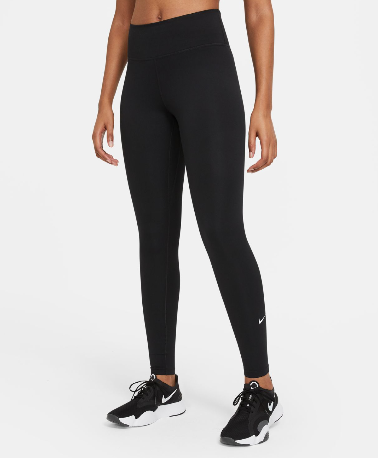 NIKE DRI-FIT ONE WOMENS MID-RISE 7/8 GRAPHIC LEGGINGS BLACK/WHITE