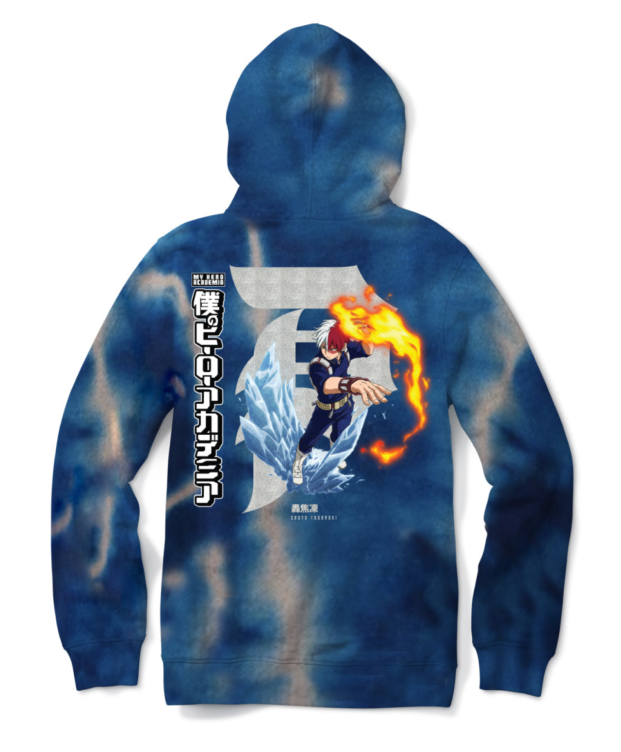 PRIMITIVE X MY HERO ACADEMIA 2 DIRTY P SHOTO TODOROKI TIE DYE HOOD BLUE