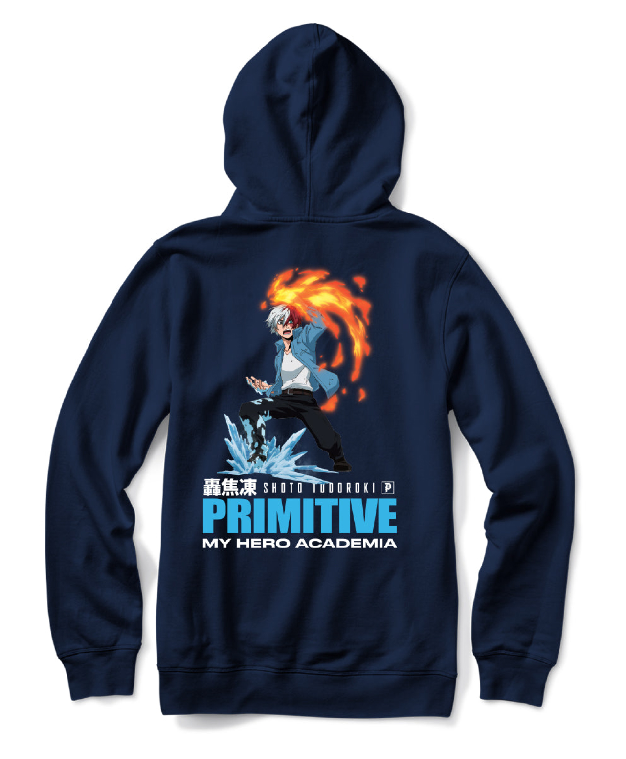 PRIMITIVE X MY HERO ACADEMIA 2 FLASHFREEZE HEATWAVE HOOD NAVY
