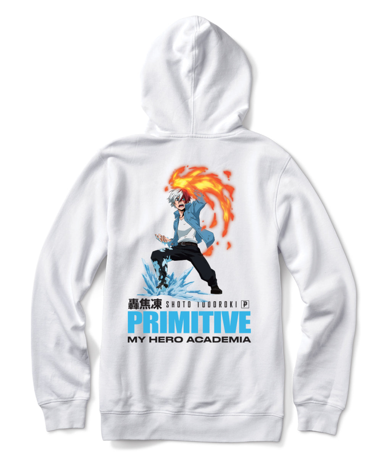 PRIMITIVE X MY HERO ACADEMIA 2 FLASHFREEZE HEATWAVE HOOD WHITE