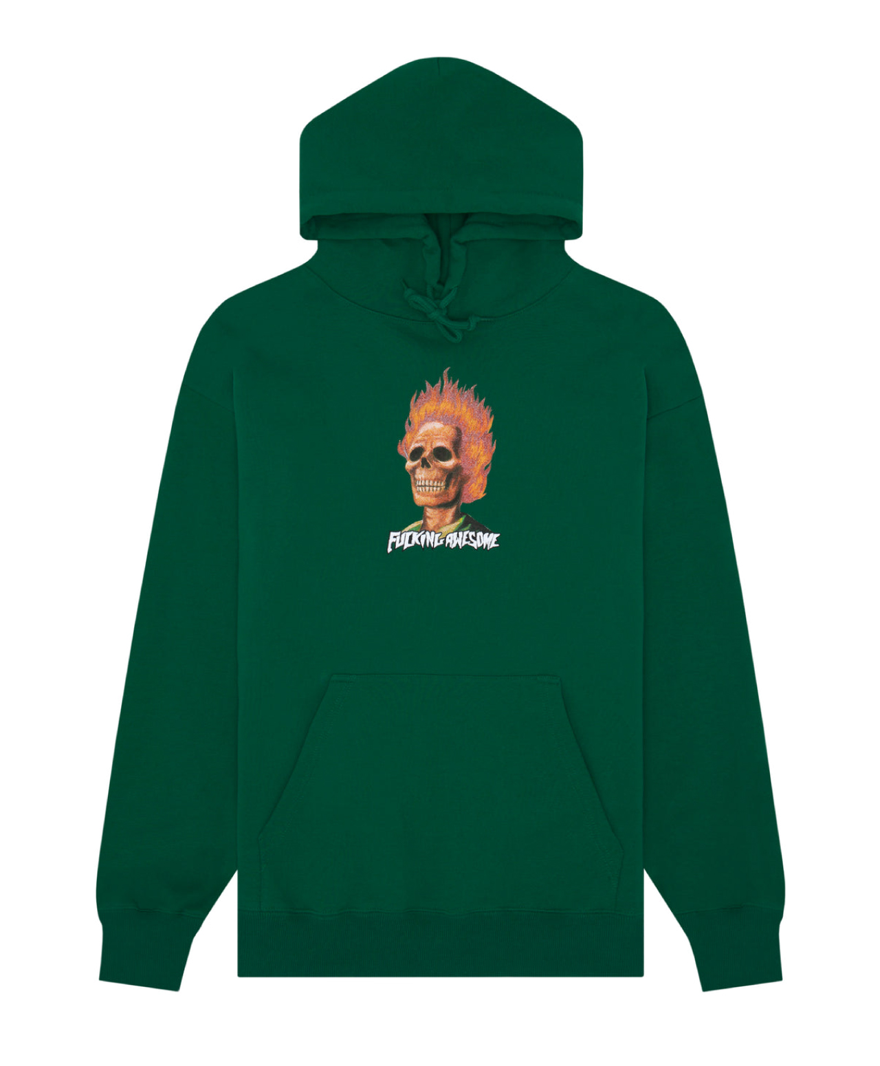 FUCKING AWESOME FLAME SKULL HOOD DARK GREEN