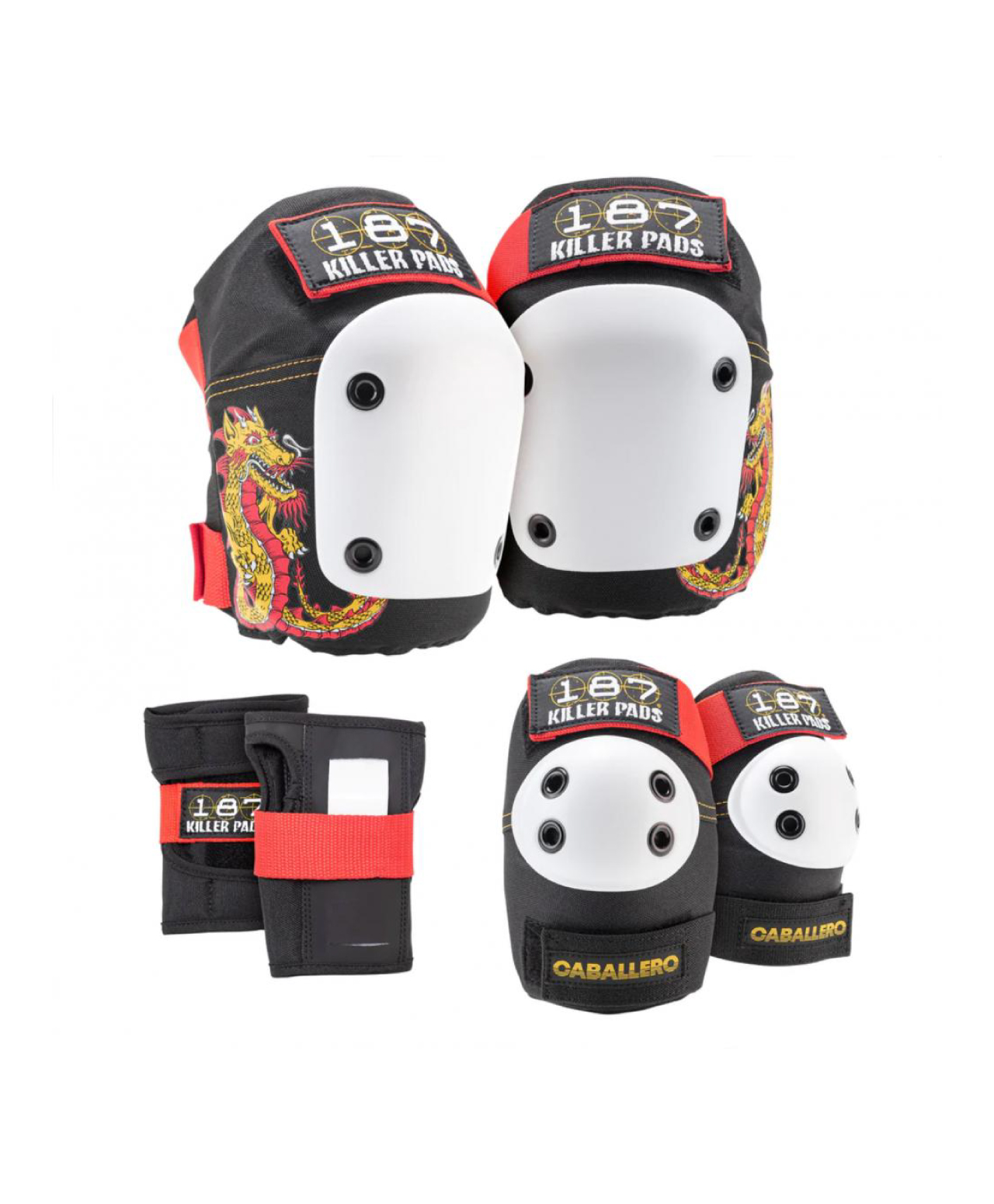 187 KILLER PADS JR. SIX PACK SET CABALLERO BLACK/ RED/ GOLD