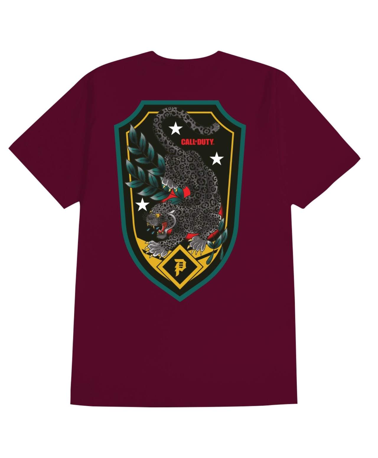 PRIMITIVE X CALL OF DUTY BLACK JAGUAR TEE BURGUNDY