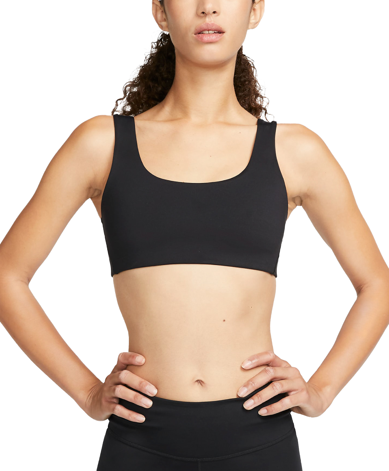 NIKE ALATE ALL U WOMENS LIGHT-SUPPORT LIGHTLY LINED U-NECK SPORTS BRA BLACK