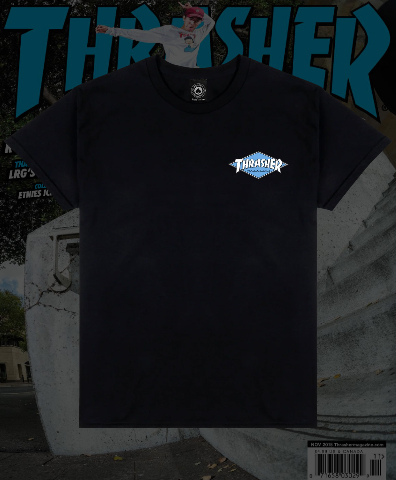 THRASHER LITTLE DIAMOND TEE BLACK