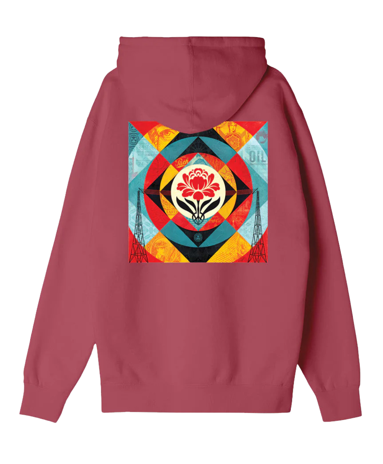 OBEY GEOMETRIC POWER CANVAS HOOD MINERAL RED