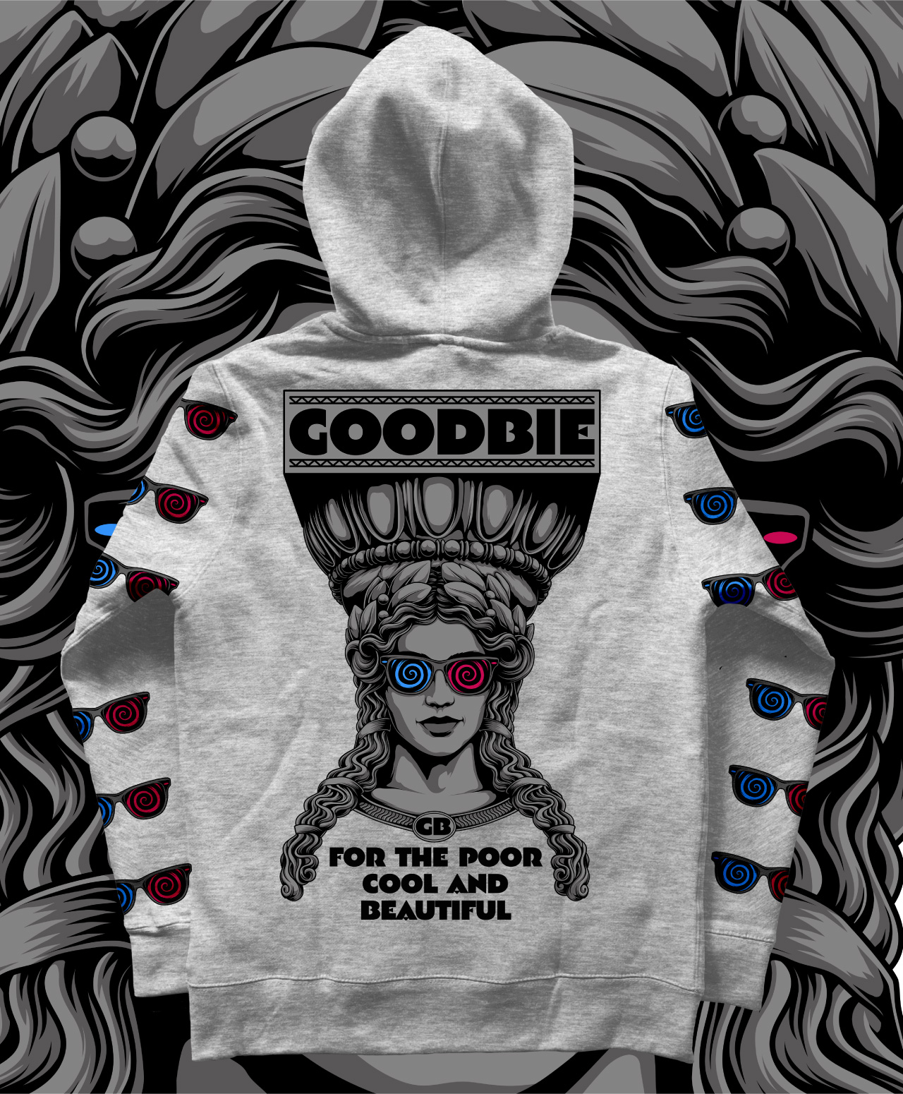 GOODBIE KARRY 3D PREMIUM HOOD HEATHER GREY