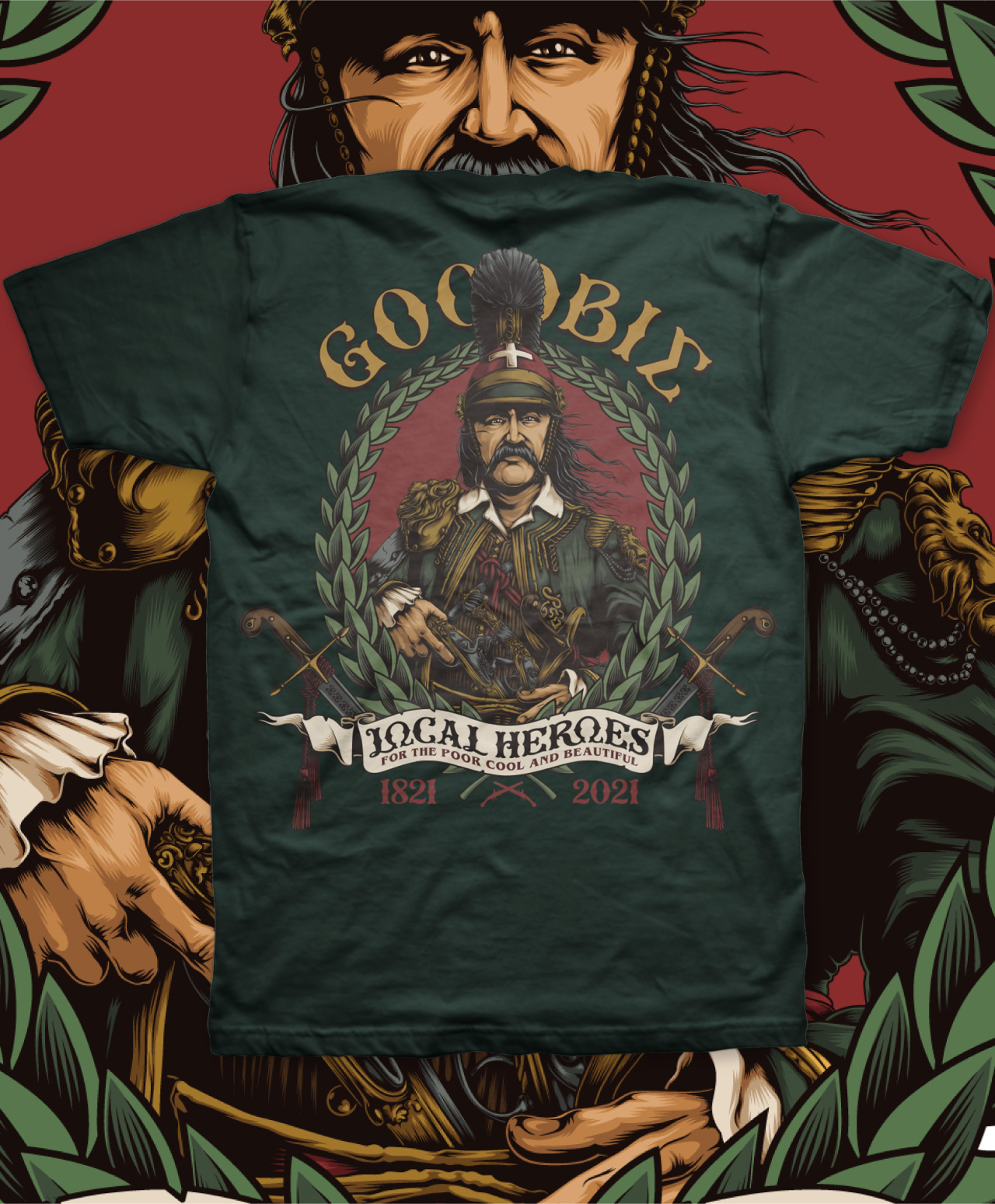 GOODBIE LOCAL HEROES THEO TEE FOREST GREEN