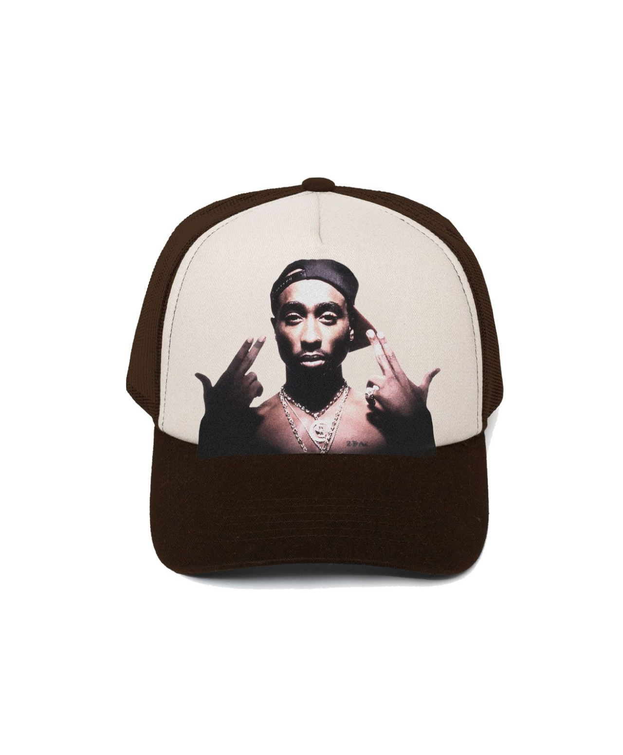 PRIMITIVE X 2PAC STAY UP TRUCKER HAT BROWN
