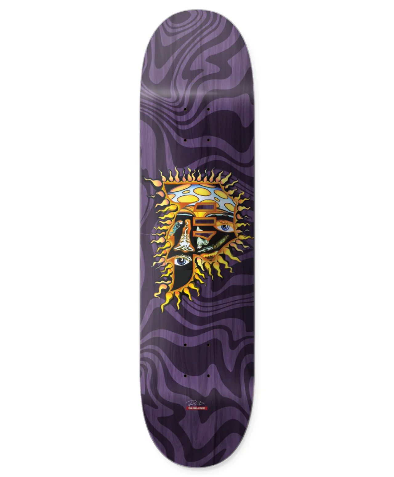 PRIMITIVE X SUBLIME DIRTY P SUN TEAM SKATE DECK PURPLE