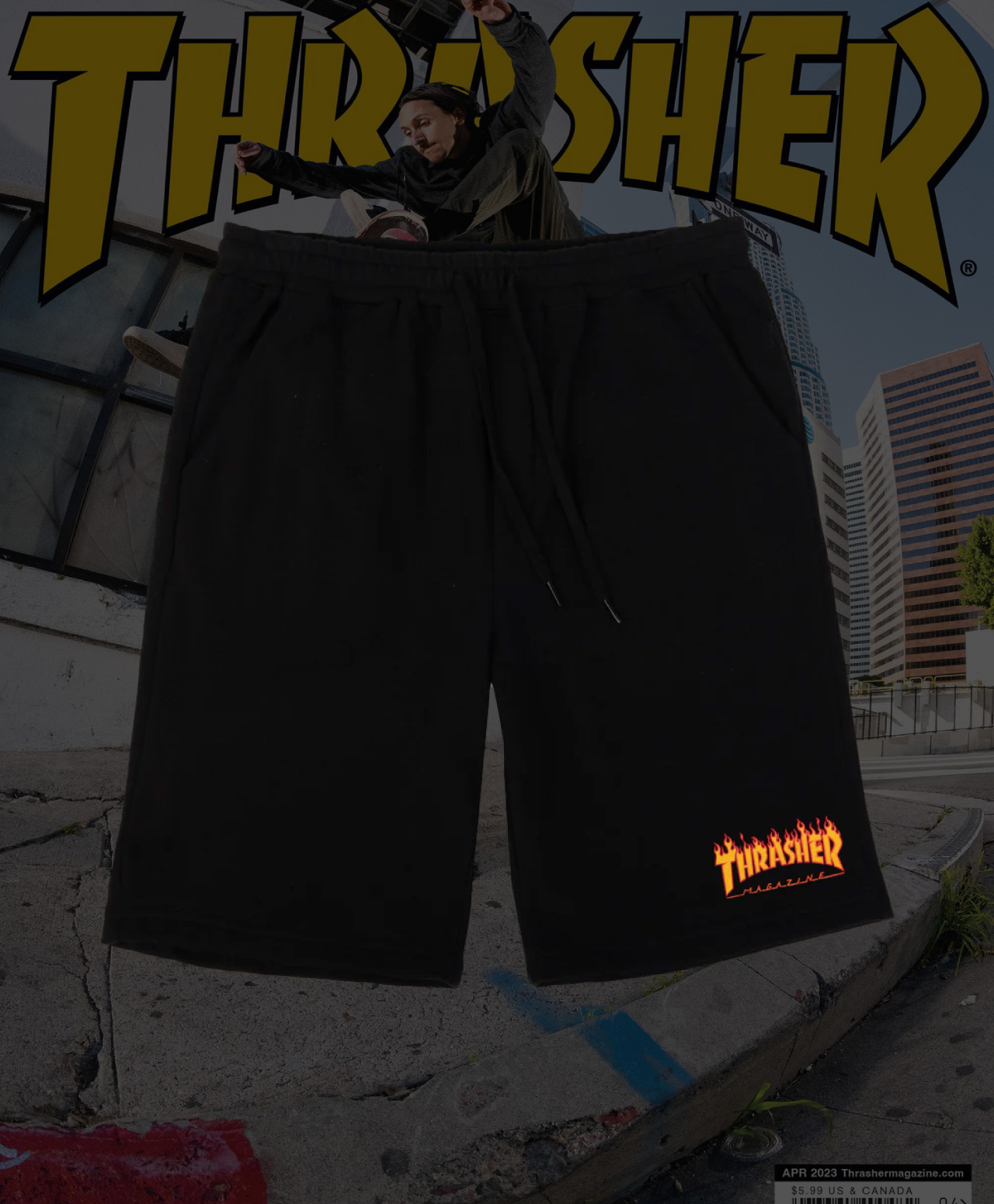 THRASHER FLAME P.E. SHORTS BLACK