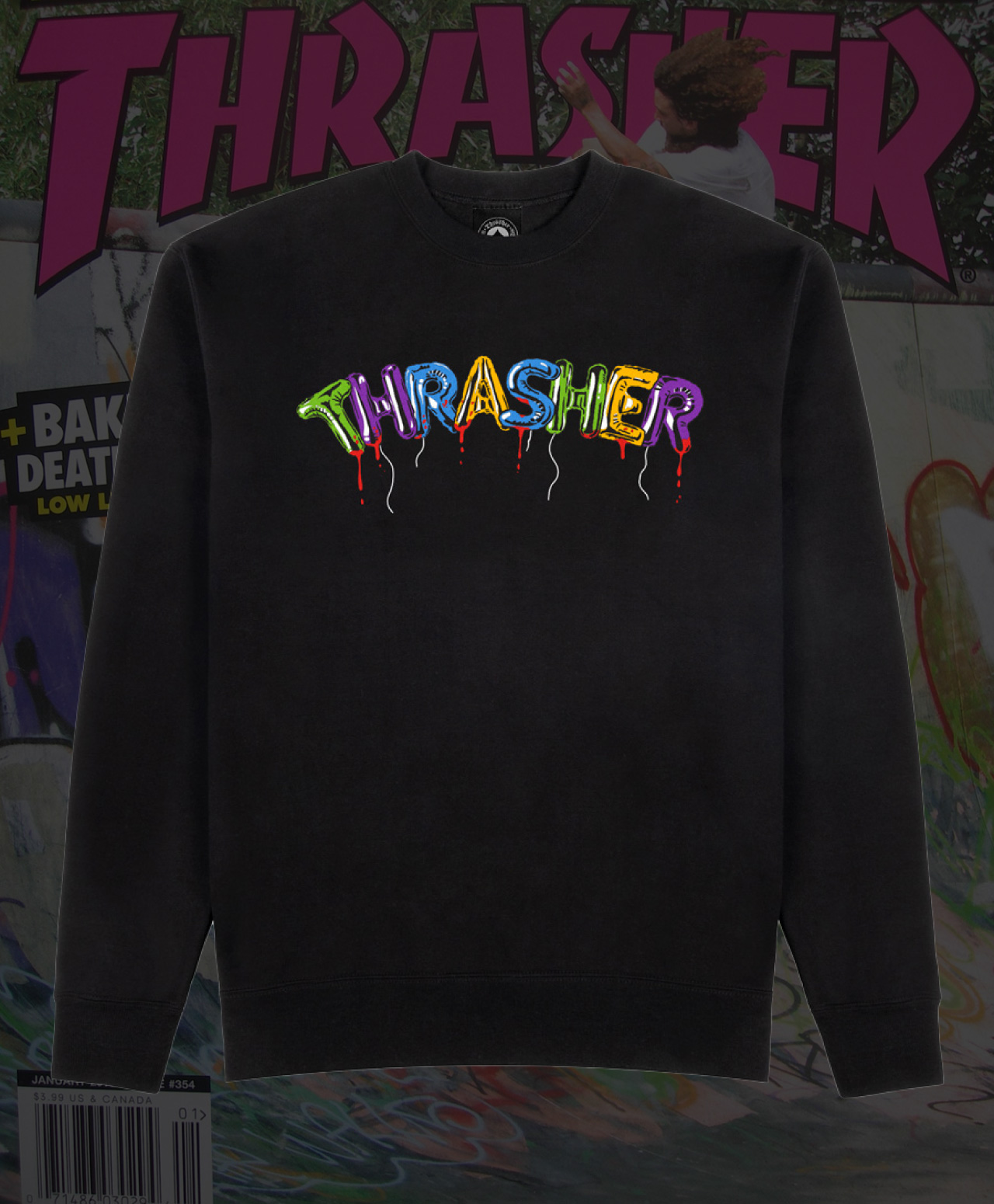 THRASHER BALLOONS CREW BLACK