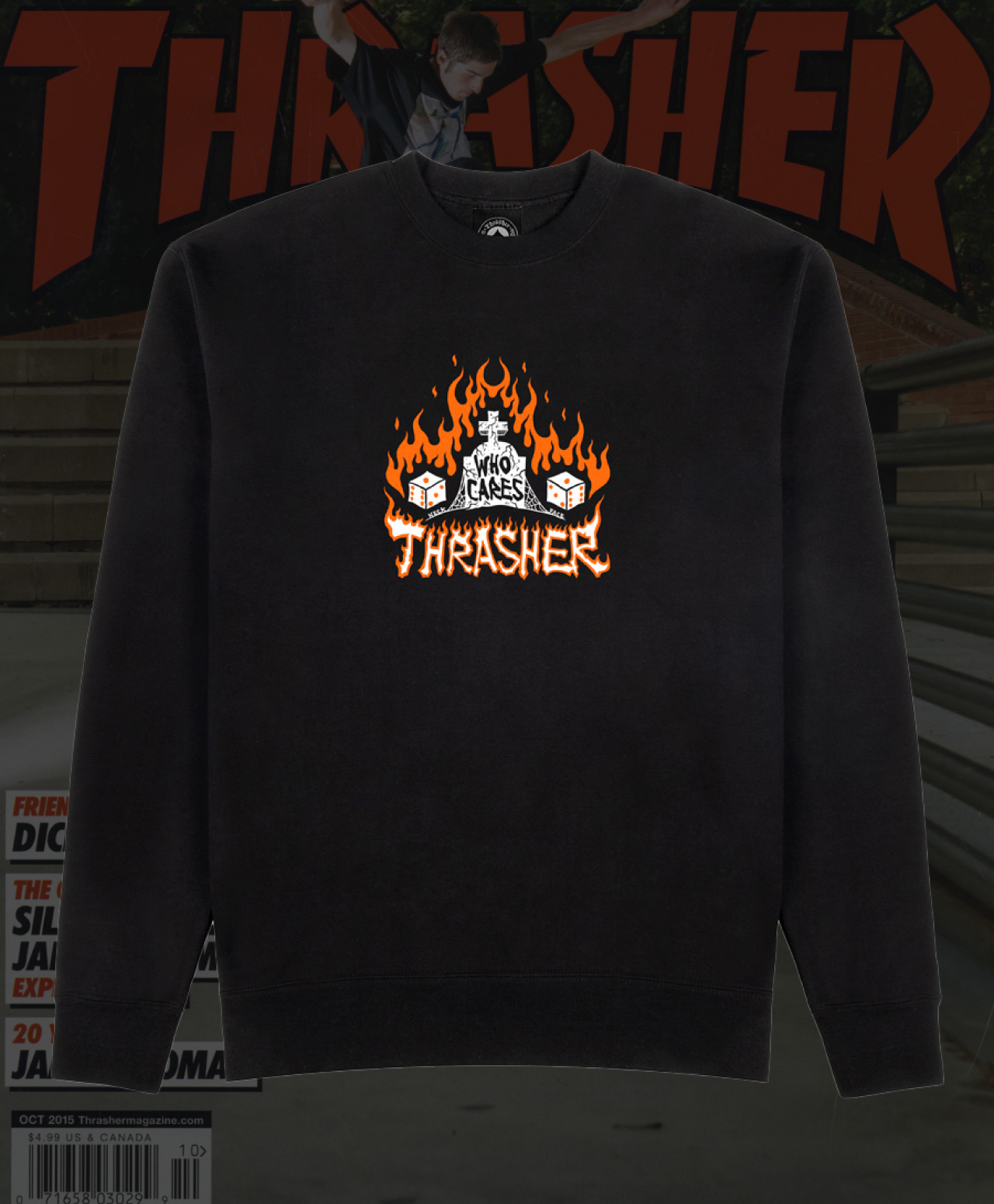 THRASHER WHO CARES BY NECKFACE CREW BLACK
