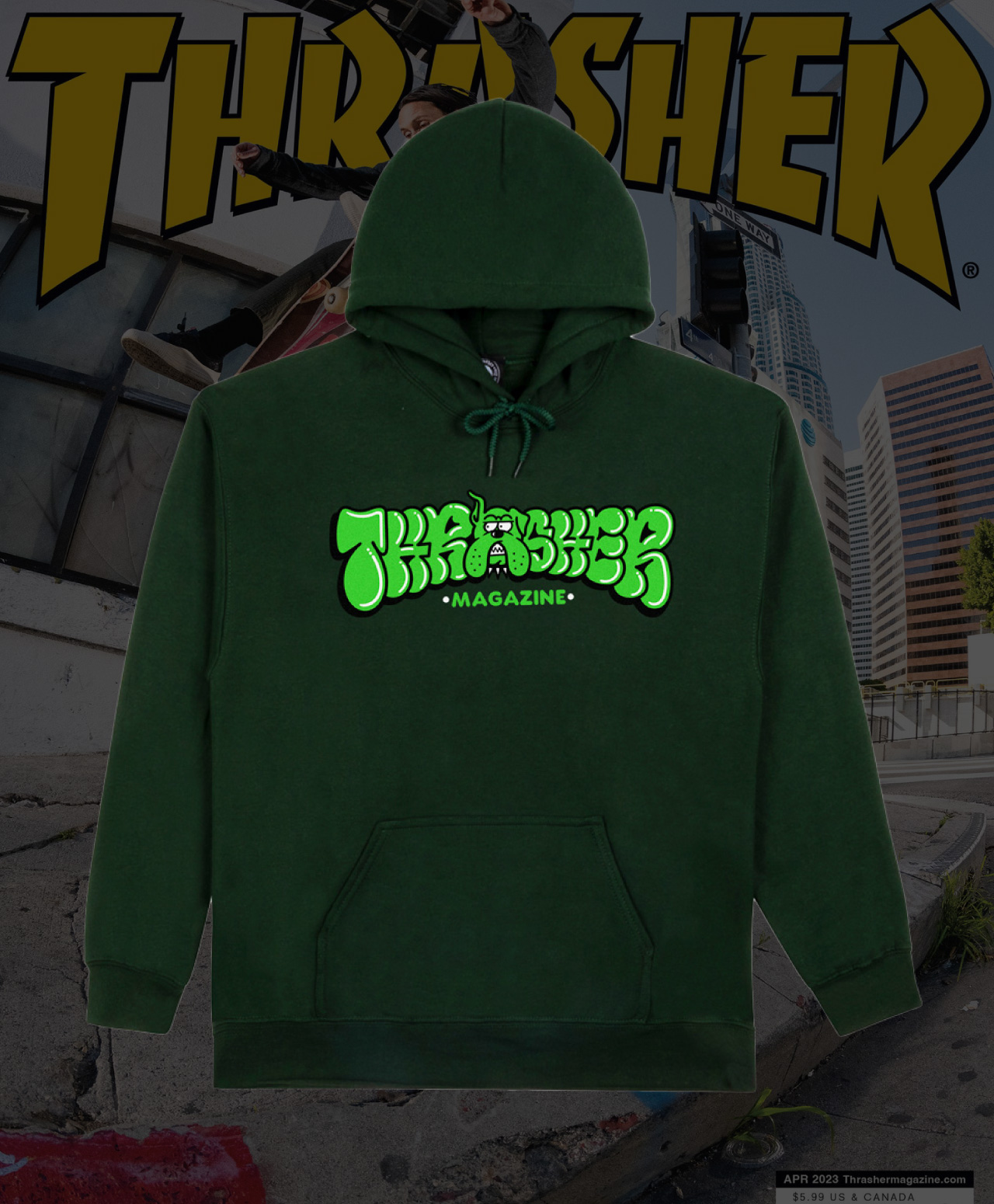 THRASHER BULLY HOOD FOREST GREEN