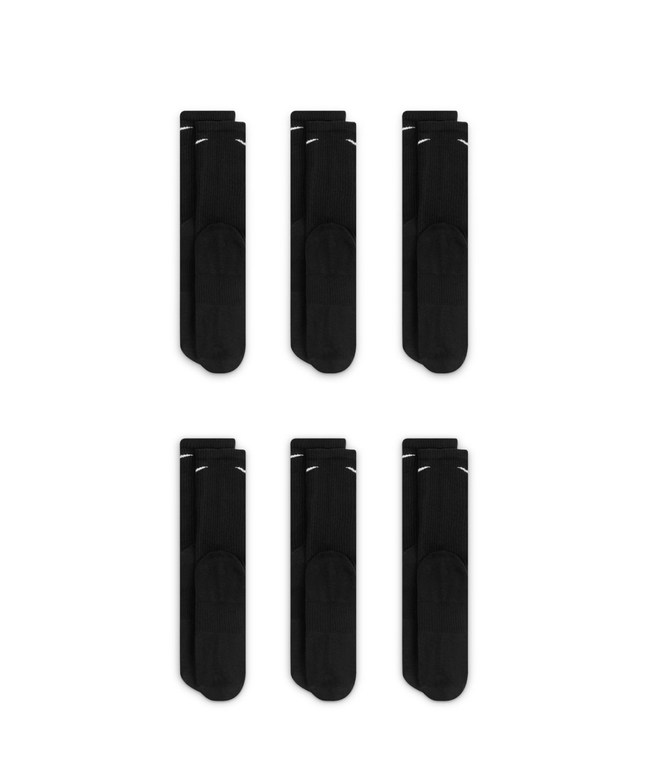 NIKE EVERYDAY PLUS CUSHIONED TRAINING CREW SOCKS 6-PACK BLACK