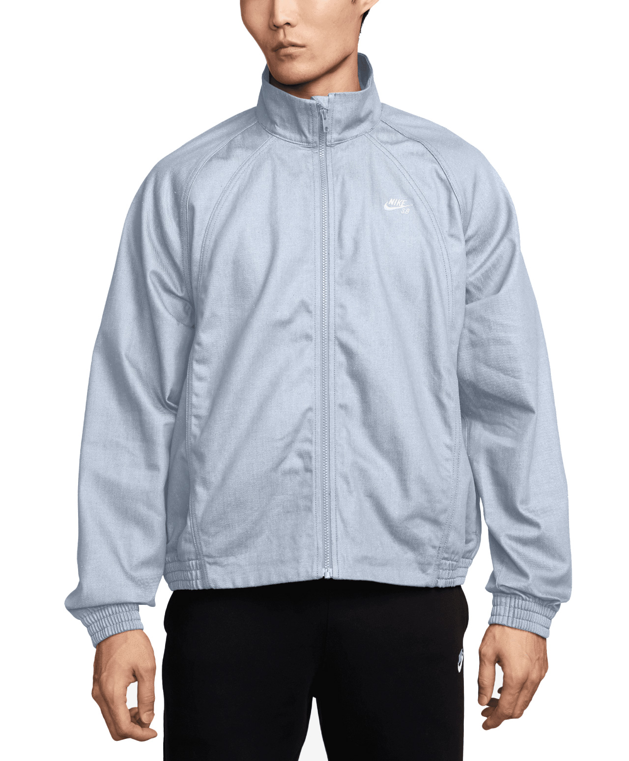 NIKE SB DENIM FULL-ZIP TRACK JACKET FOOTBALL GREY/WHITE