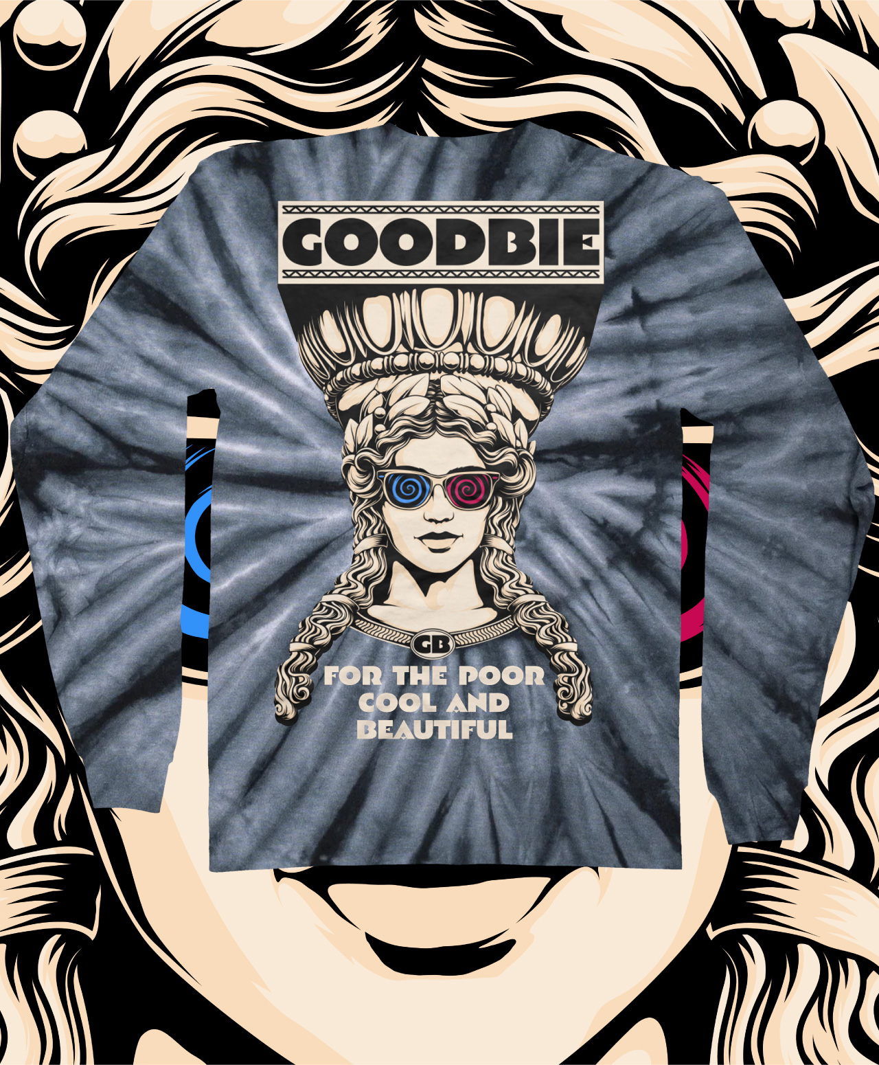 GOODBIE KARRY GLOW TIE DYE LONG SLEEVE BLACK