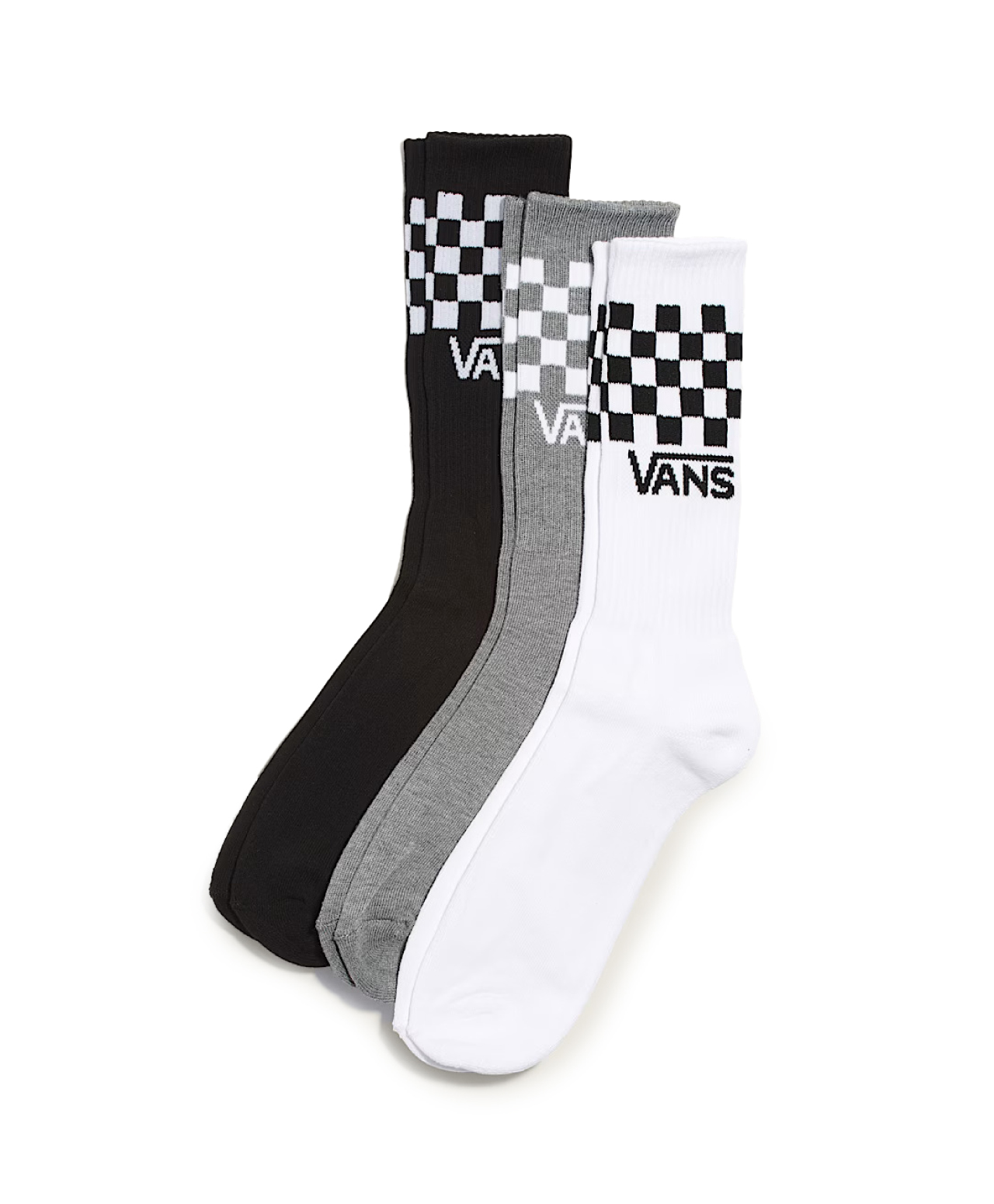 VANS CLASSIC CHECK CREW SOCKS 3-PACK BLACK/WHITE
