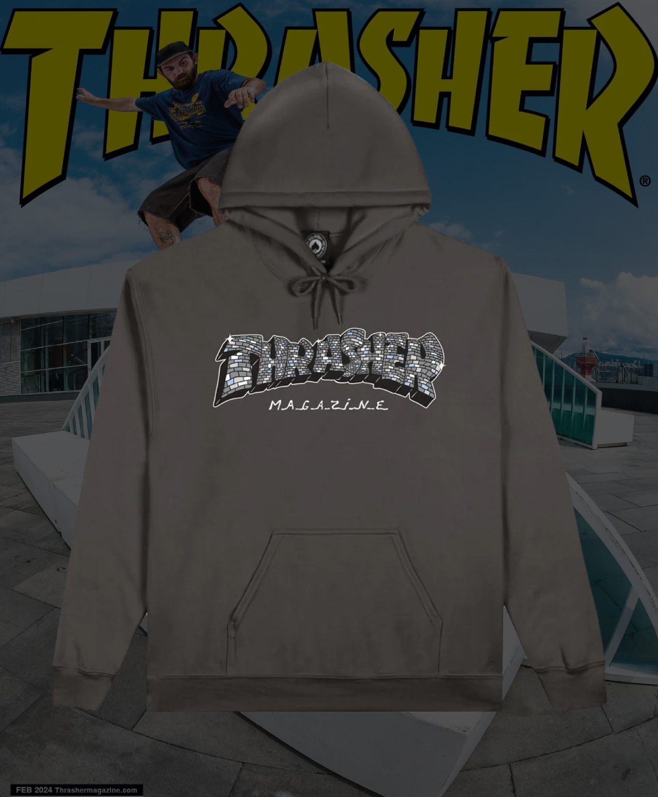THRASHER DISCO BY SPANKY HOOD CHARCOAL