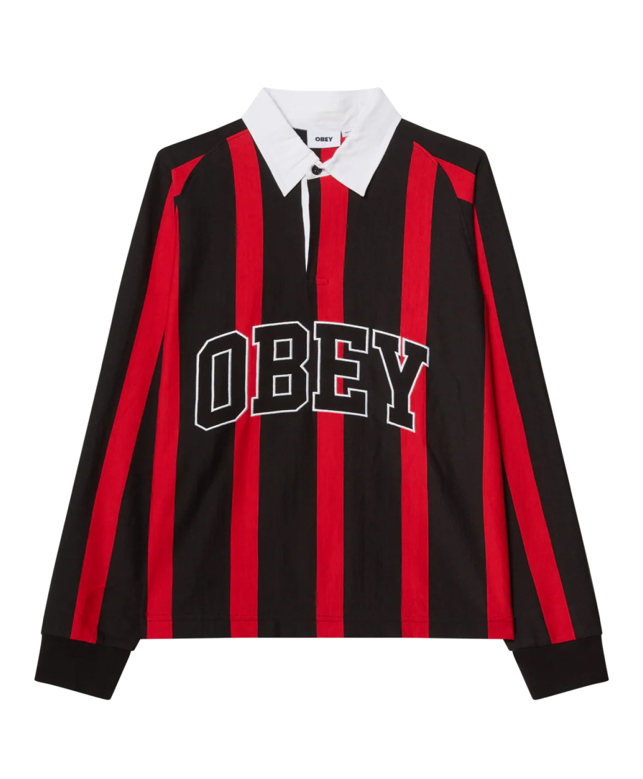 OBEY LANDON STRIPE POLO LONG SLEEVE BLACK/MULTI