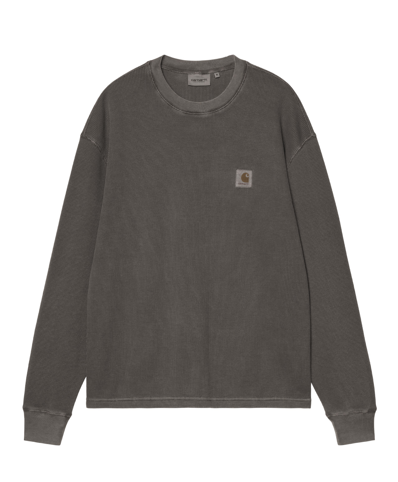 CARHARTT WIP VISTA WAFFLE LONG SLEEVE BLACK GARMENT DYED