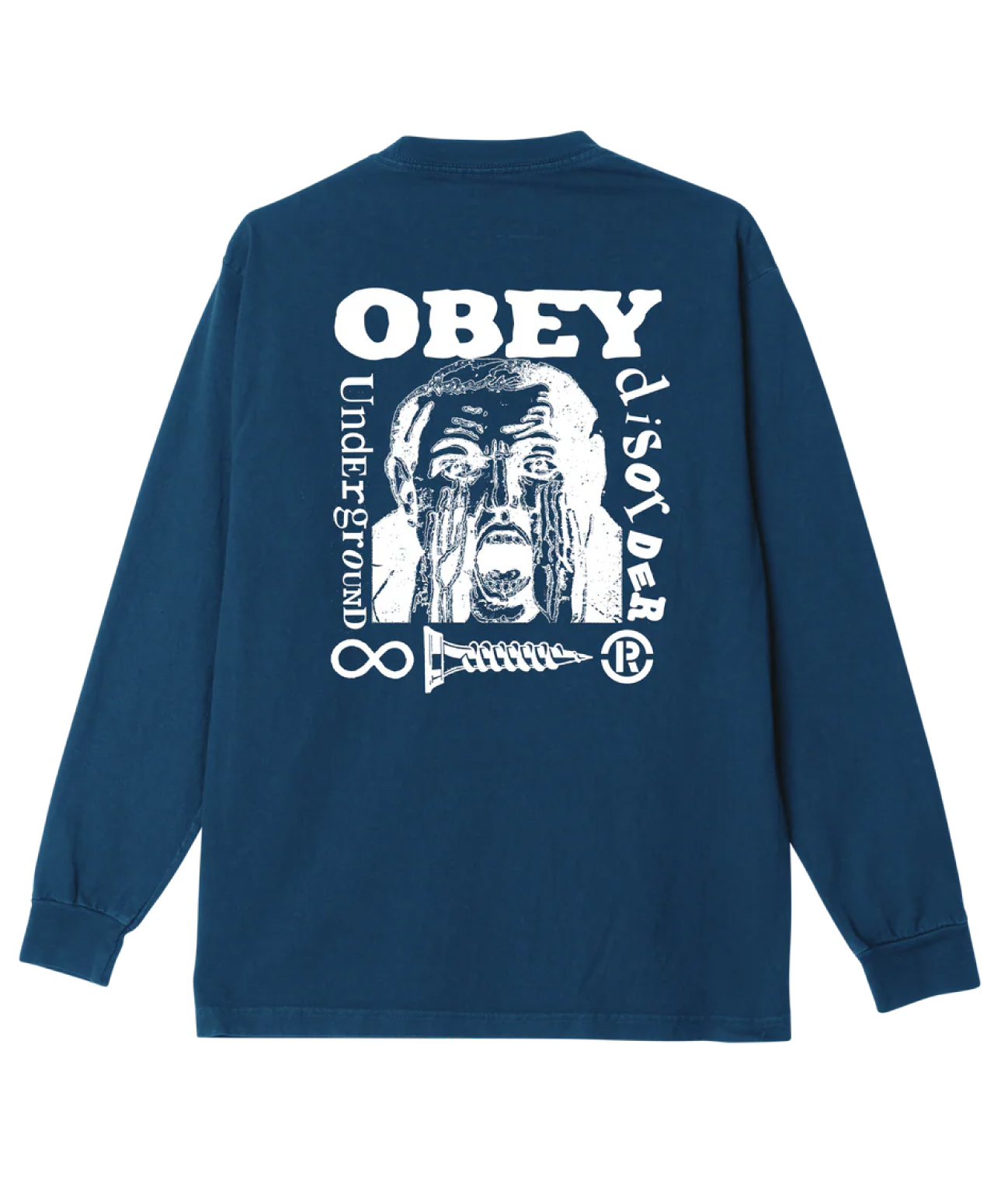 OBEY UNDERGROUND DISORDER PIGMENT LONG SLEEVE DARK DENIM