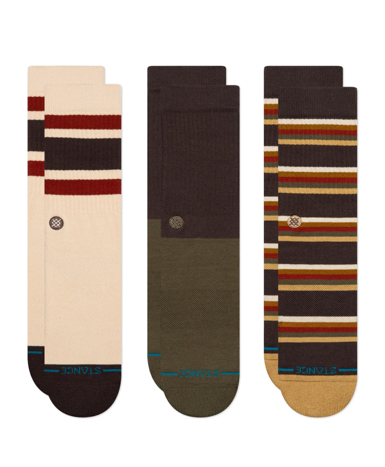 STANCE MILL HOUSE CREW SOCKS 3-PACK DARK BROWN