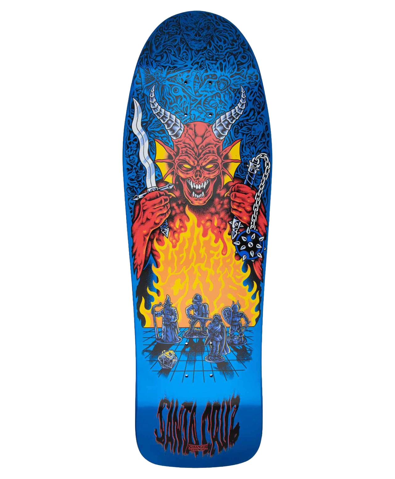 SANTA CRUZ X STRANGER THINGS KNOX HELLFIRE SKATE DECK 10.07 BLUE