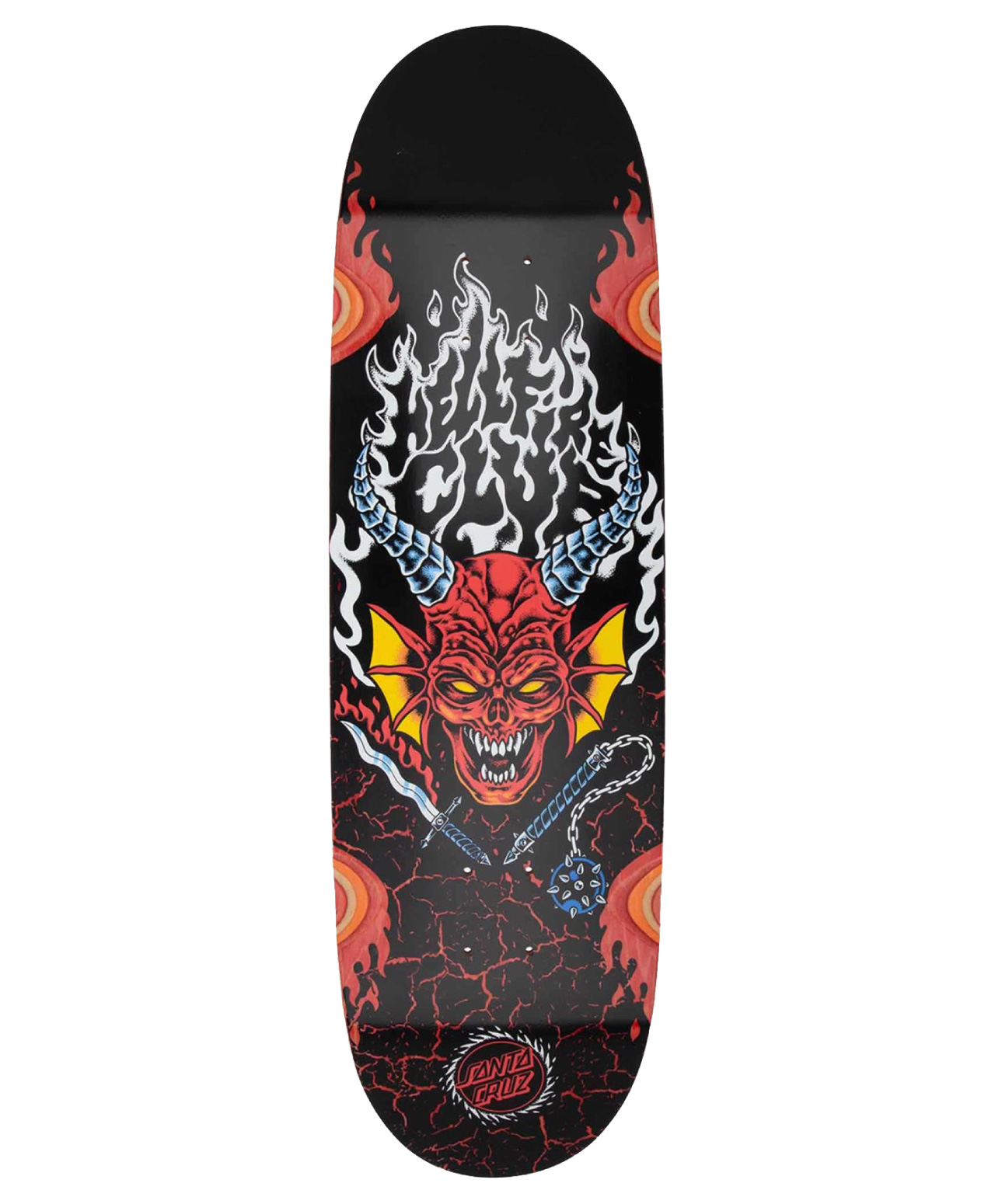 SANTA CRUZ X STRANGER THINGS HELLFIRE FLAME SKATE DECK 9 BLACK/RED