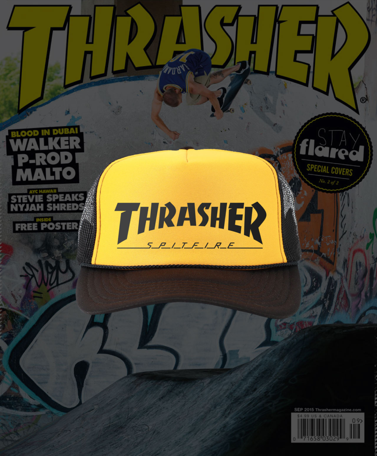 THRASHER X SPITFIRE TRUCKER HAT GOLD/BLACK