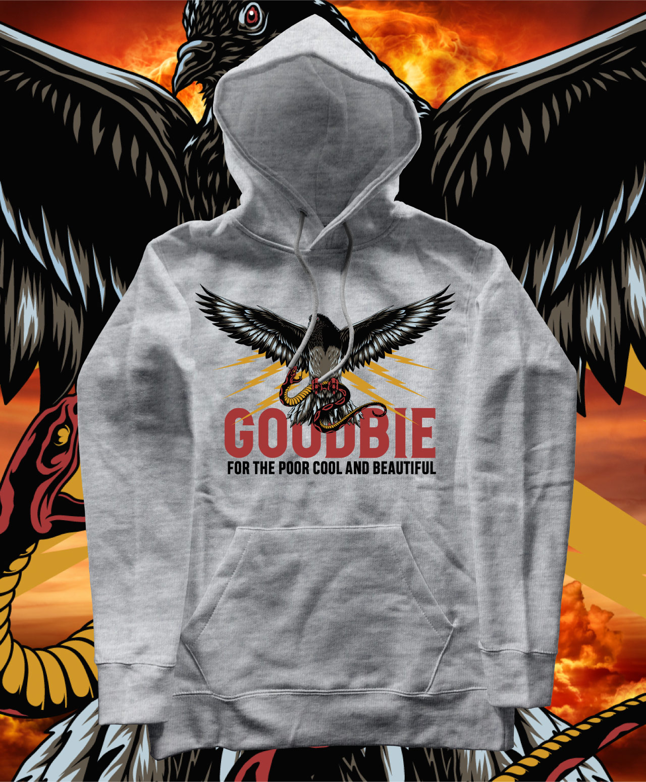GOODBIE PIGEON PREMIUM HOOD GREY HEATHER