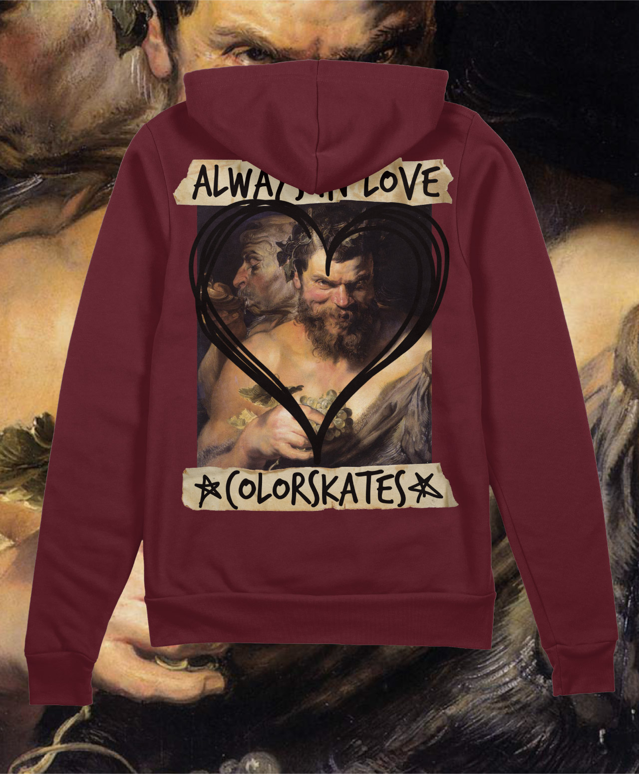 COLOR SATYRS IN LOVE ZIP HOOD MAROON