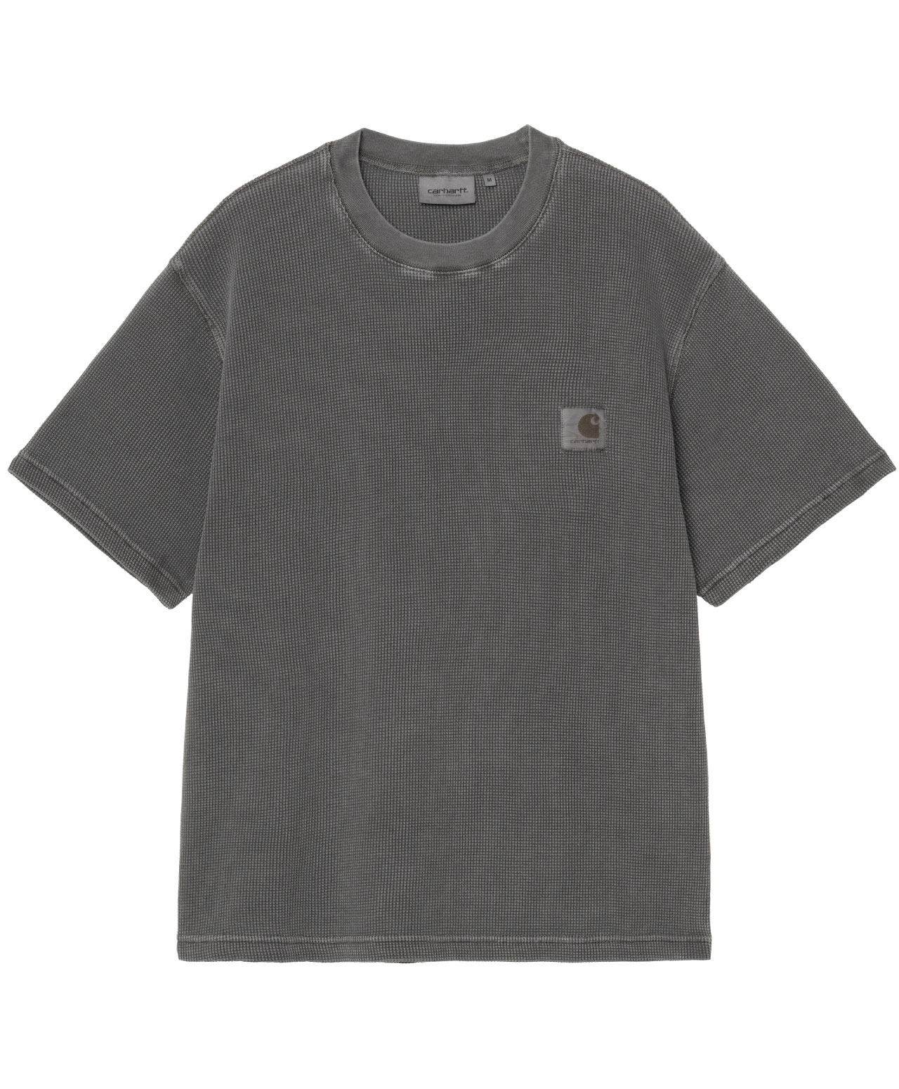 CARHARTT WIP NELSON WAFFLE TEE BLACK GARMENT DYED