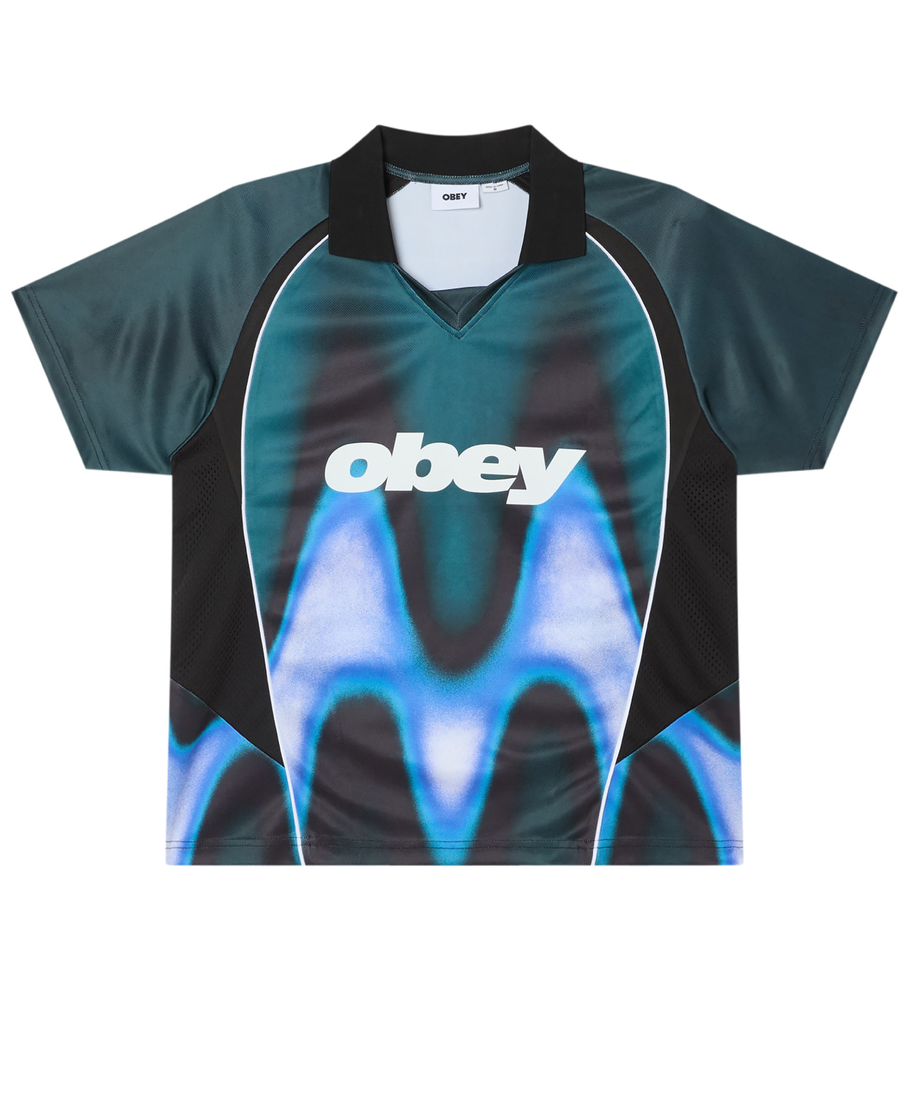 OBEY BLURRED SOCCER JERSEY TEE DARK TEAL MULTI