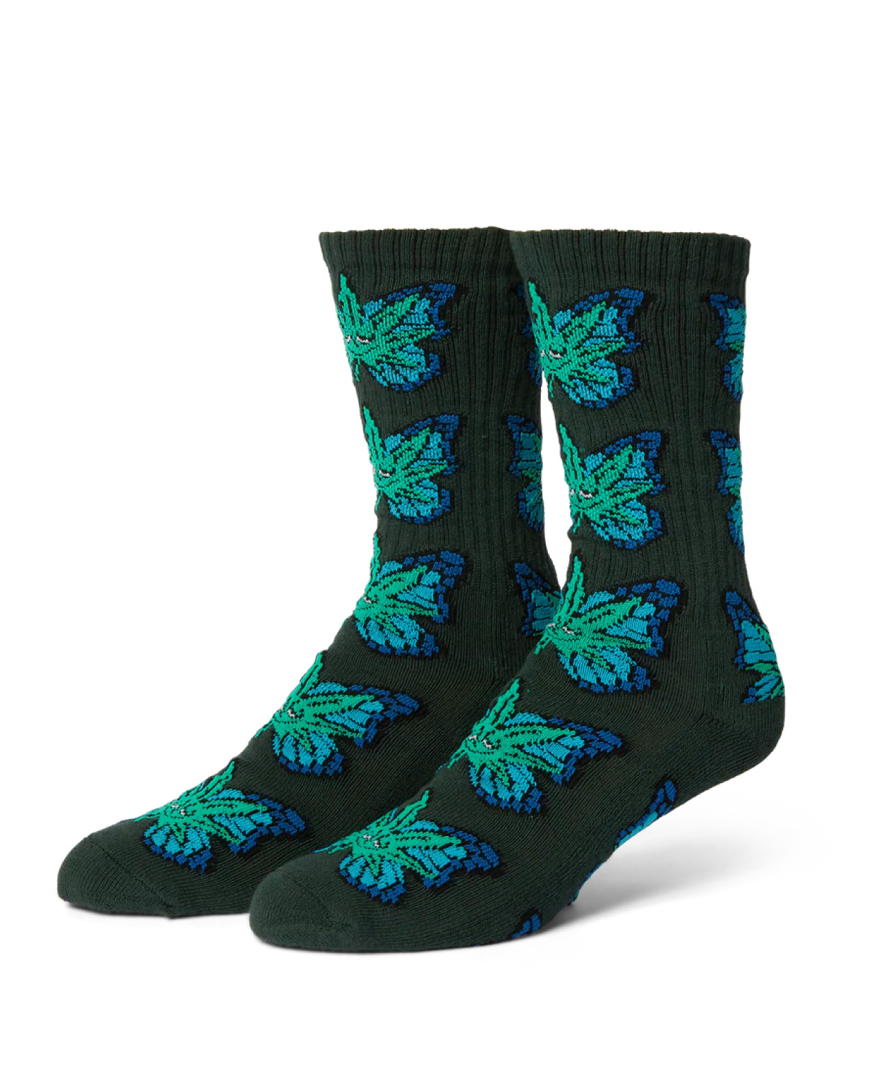 HUF GREEN BUDDERFLY SOCKS FOREST GREEN