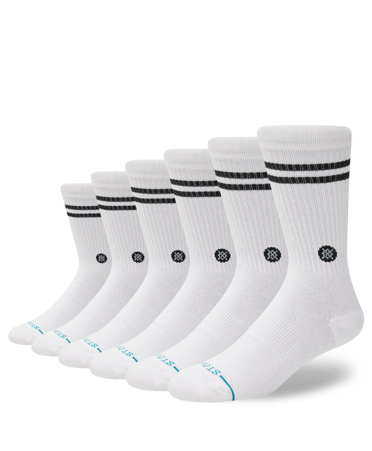 STANCE CORE CREW SOCKS 6-PACK WHITE