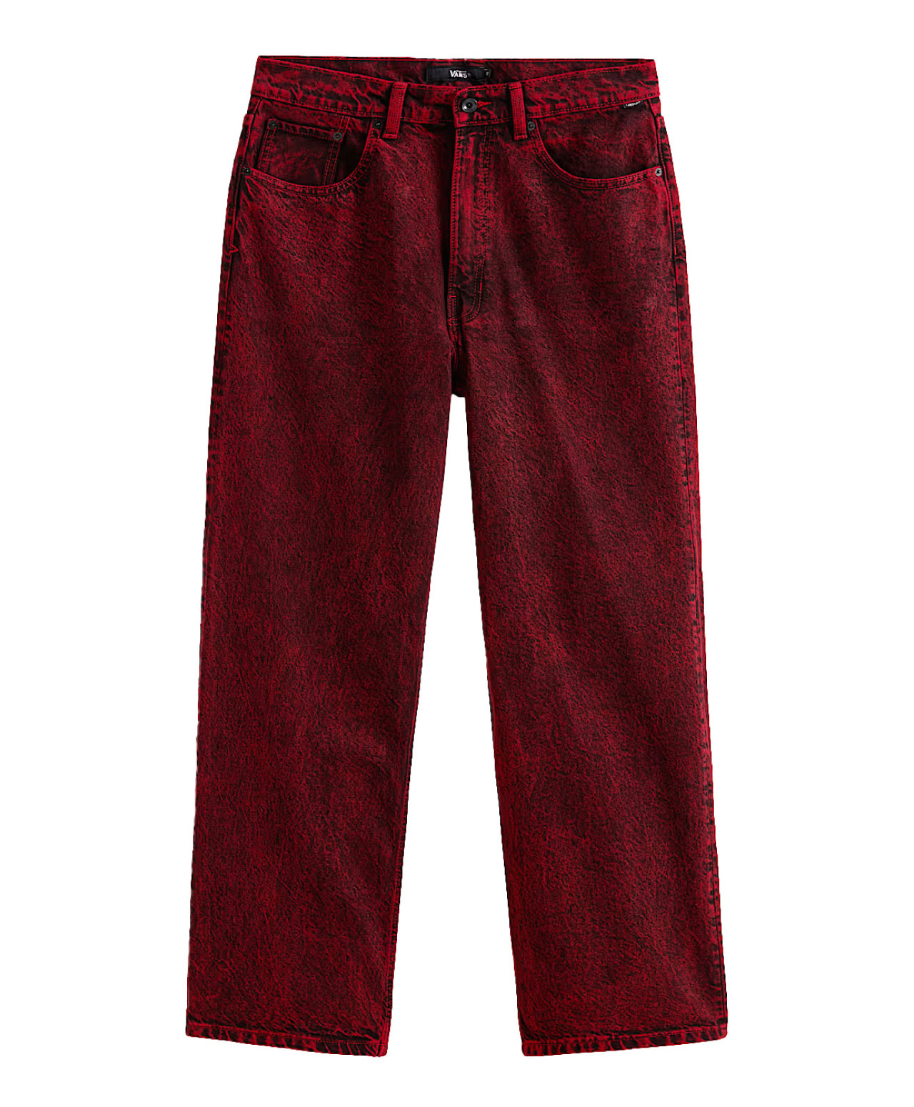 VANS CHECK-5 BAGGY ACID OVERDYED DENIM PANTS RACING RED