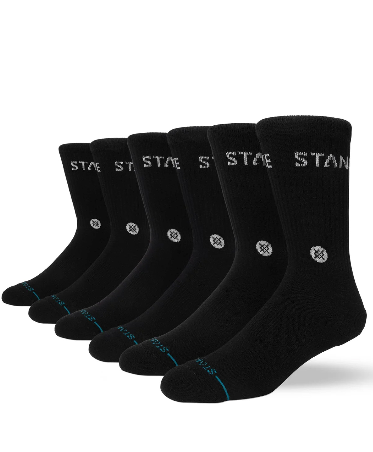 STANCE ORIGIN CREW SOCKS 6-PACK BLACK