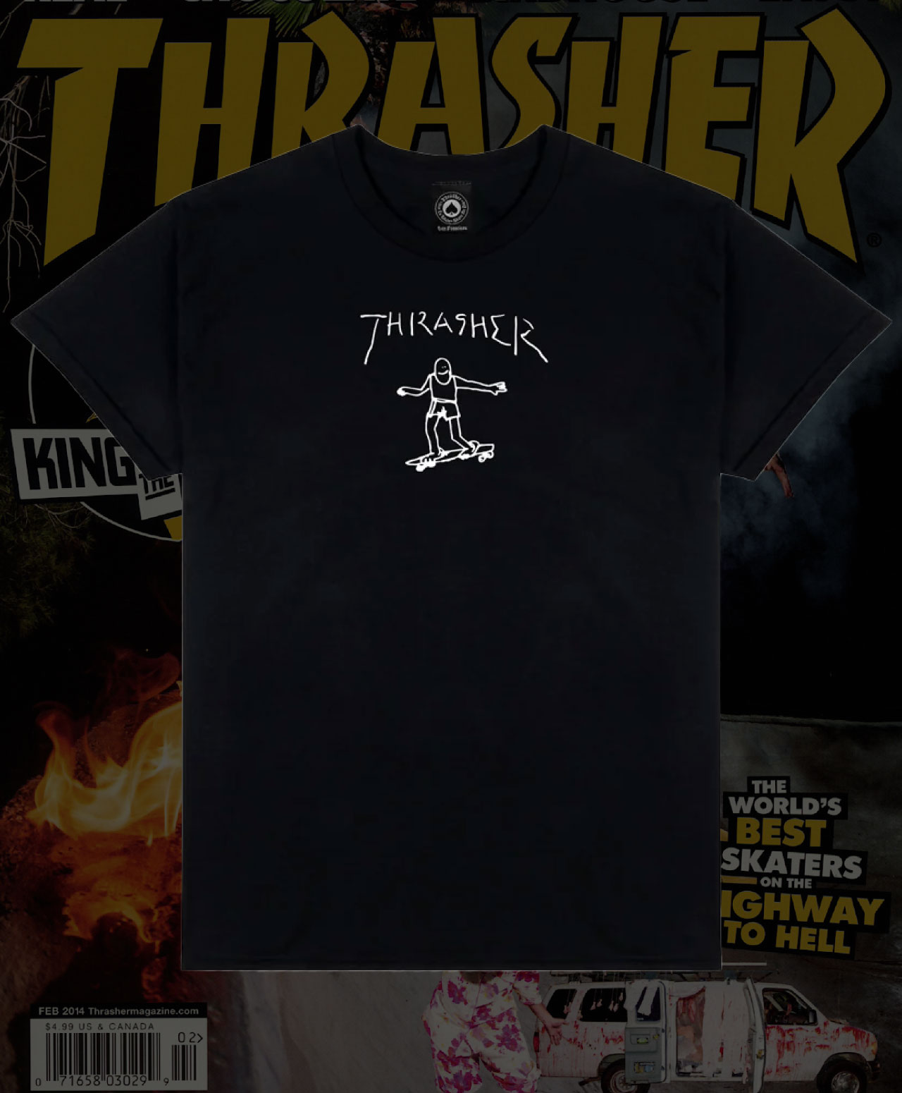 THRASHER GONZ TEE BLACK/WHITE