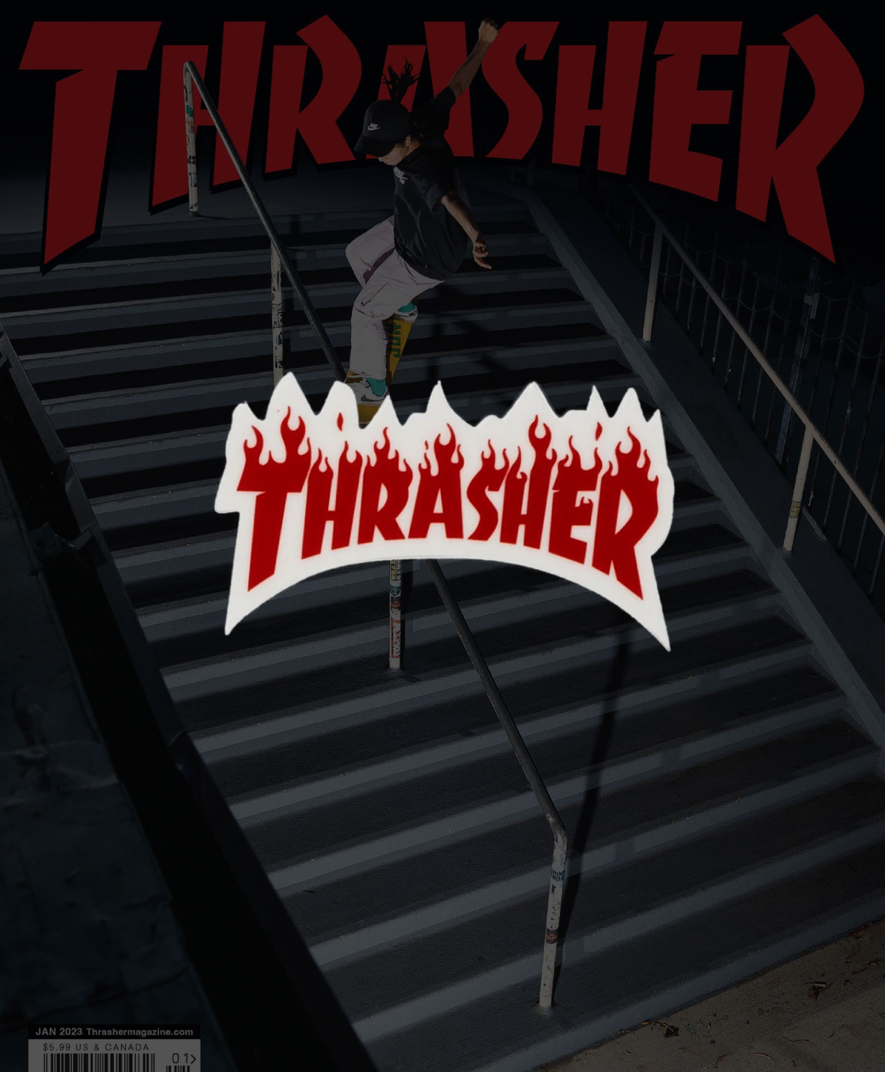 THRASHER FLAME SMALL STICKER RED