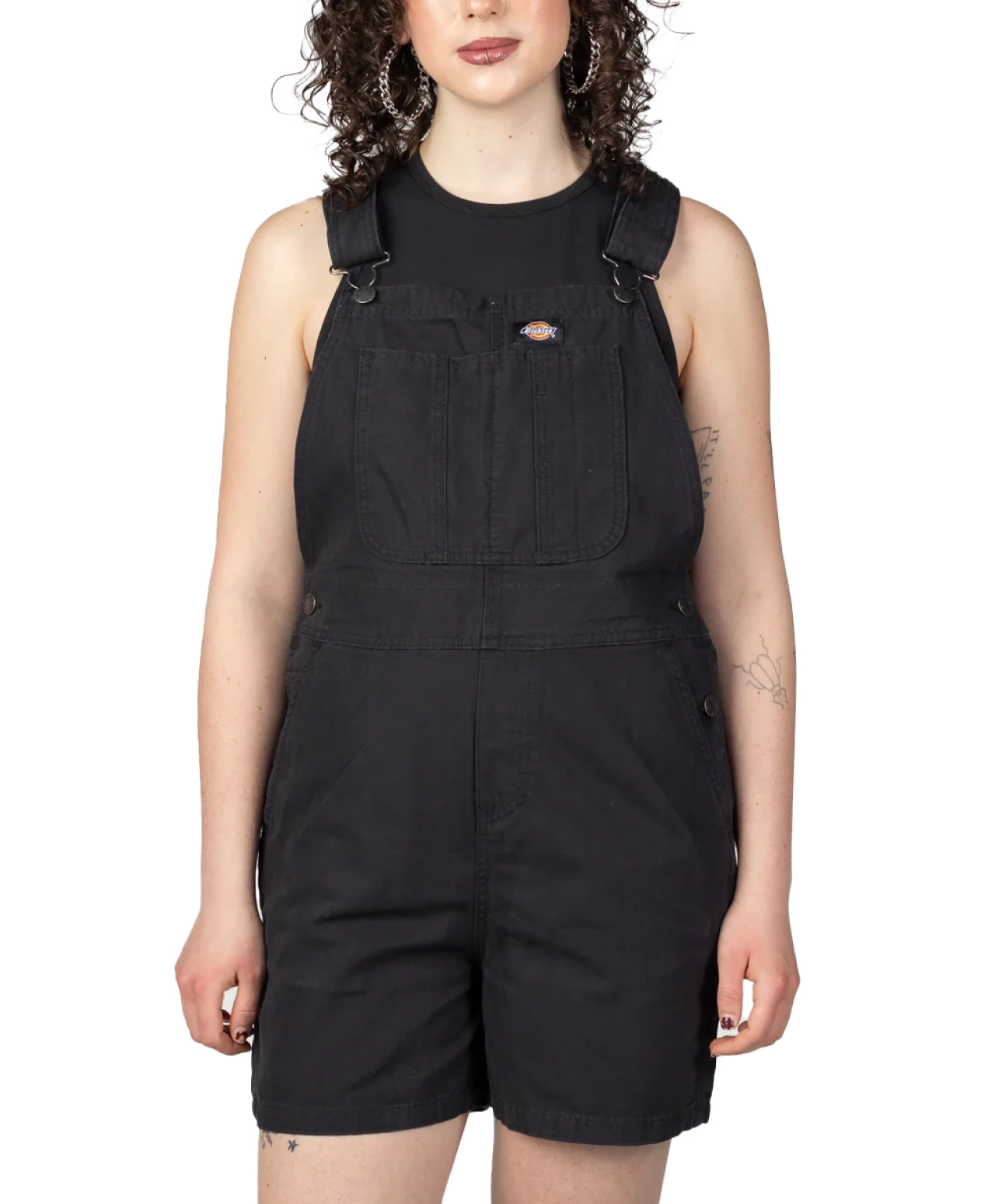 DICKIES WOMENS LIGHTWEIGHT CANVAS SHORT BIB BLACK