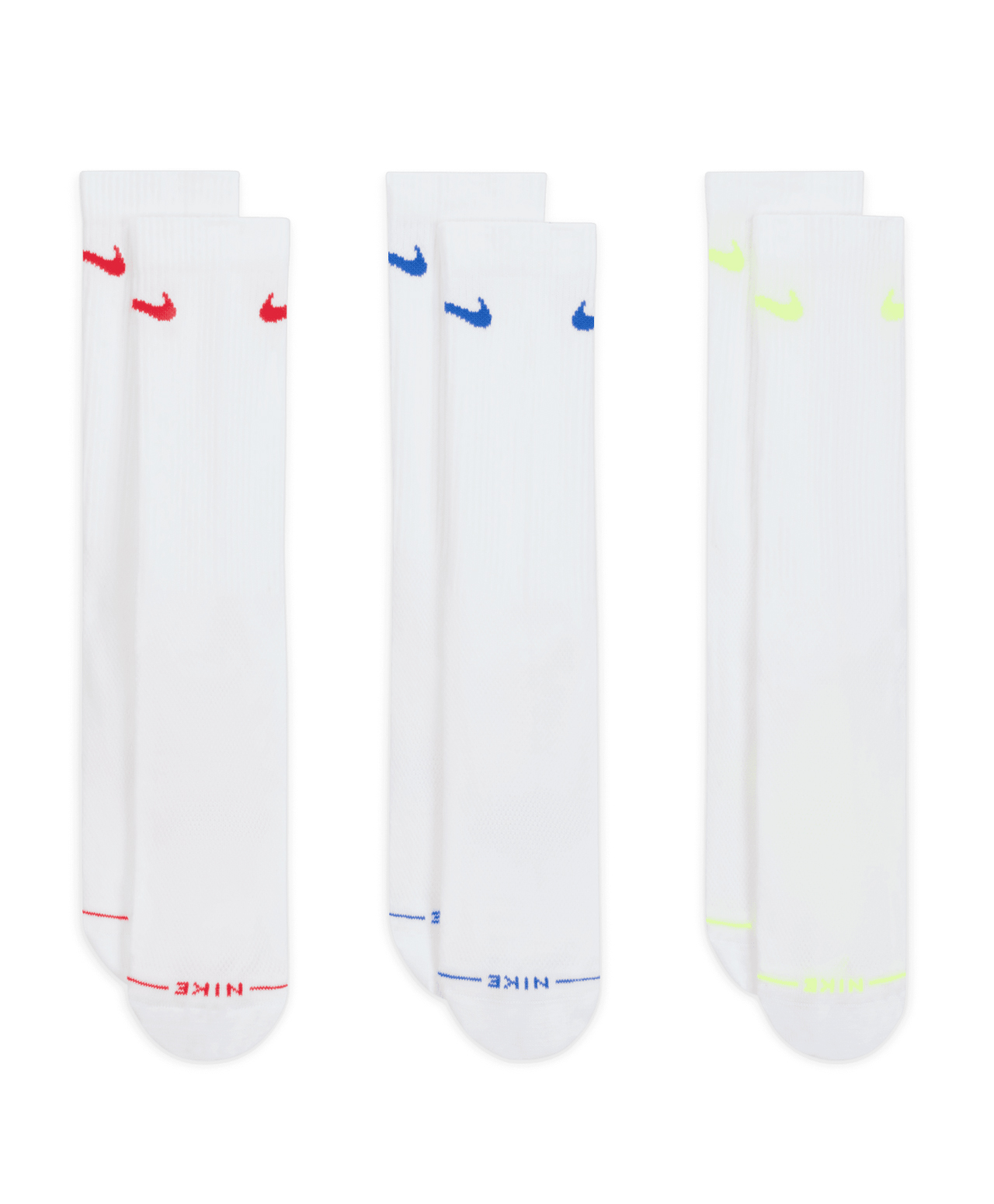 NIKE EVERYDAY ELEVATED CREW SOCKS 3-PACK WHITE/MULTI