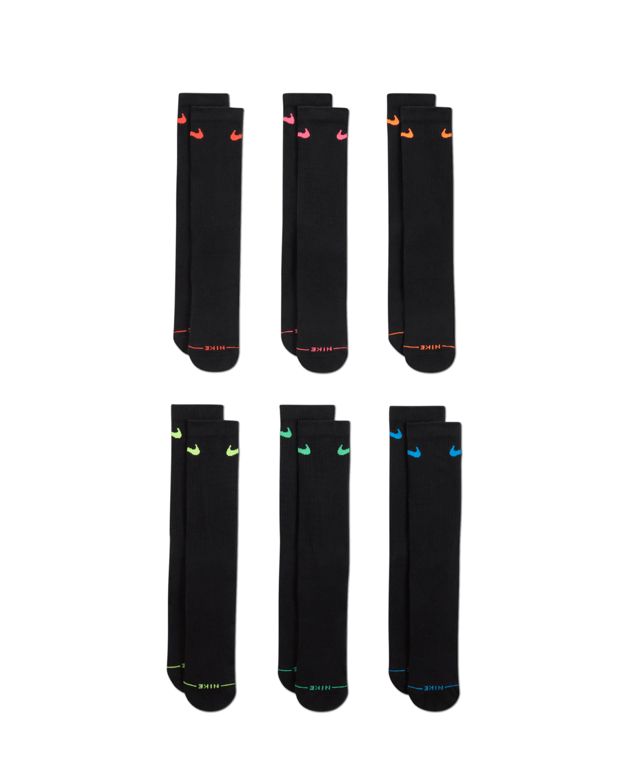 NIKE EVERYDAY ELEVATED CREW SOCKS 6-PACK BLACK/MULTI