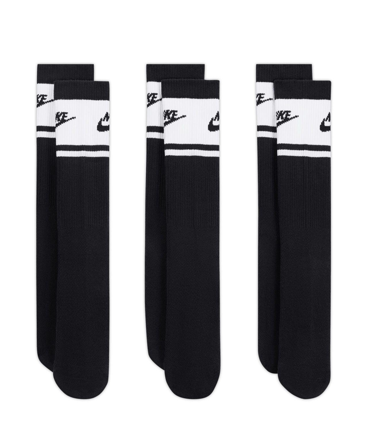 NIKE EVERYDAY ELEVATED CREW SOCKS 3-PACK BLACK/WHITE