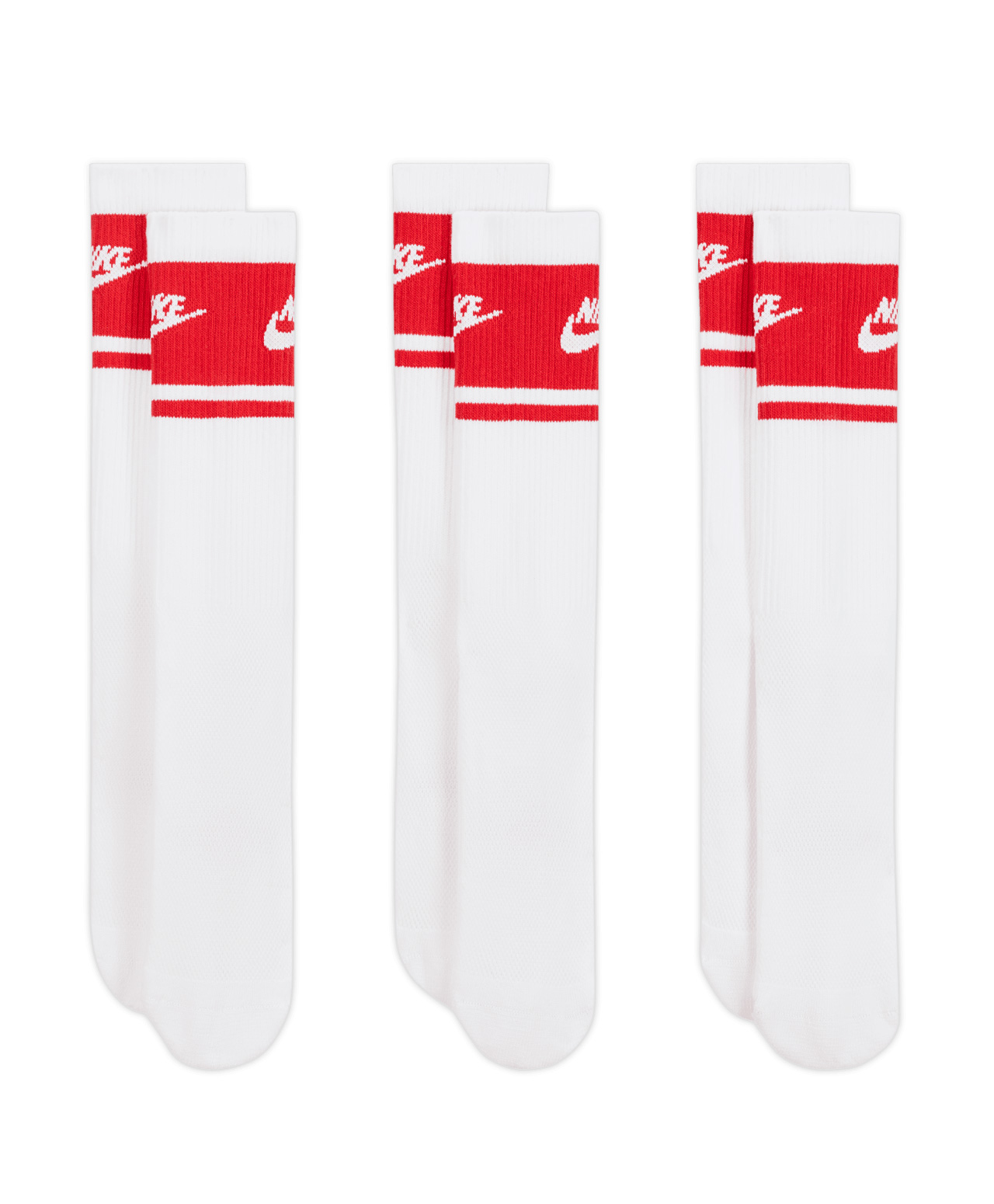 NIKE EVERYDAY ELEVATED CREW SOCKS 3-PACK WHITE/RED