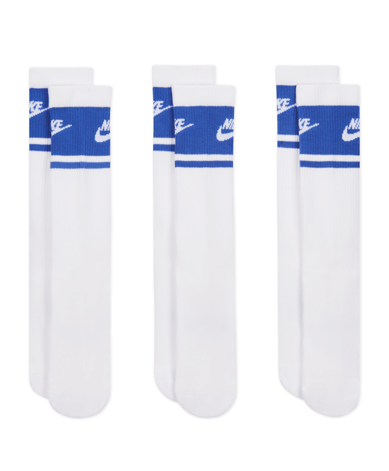 NIKE EVERYDAY ELEVATED CREW SOCKS 3-PACK WHITE/BLUE