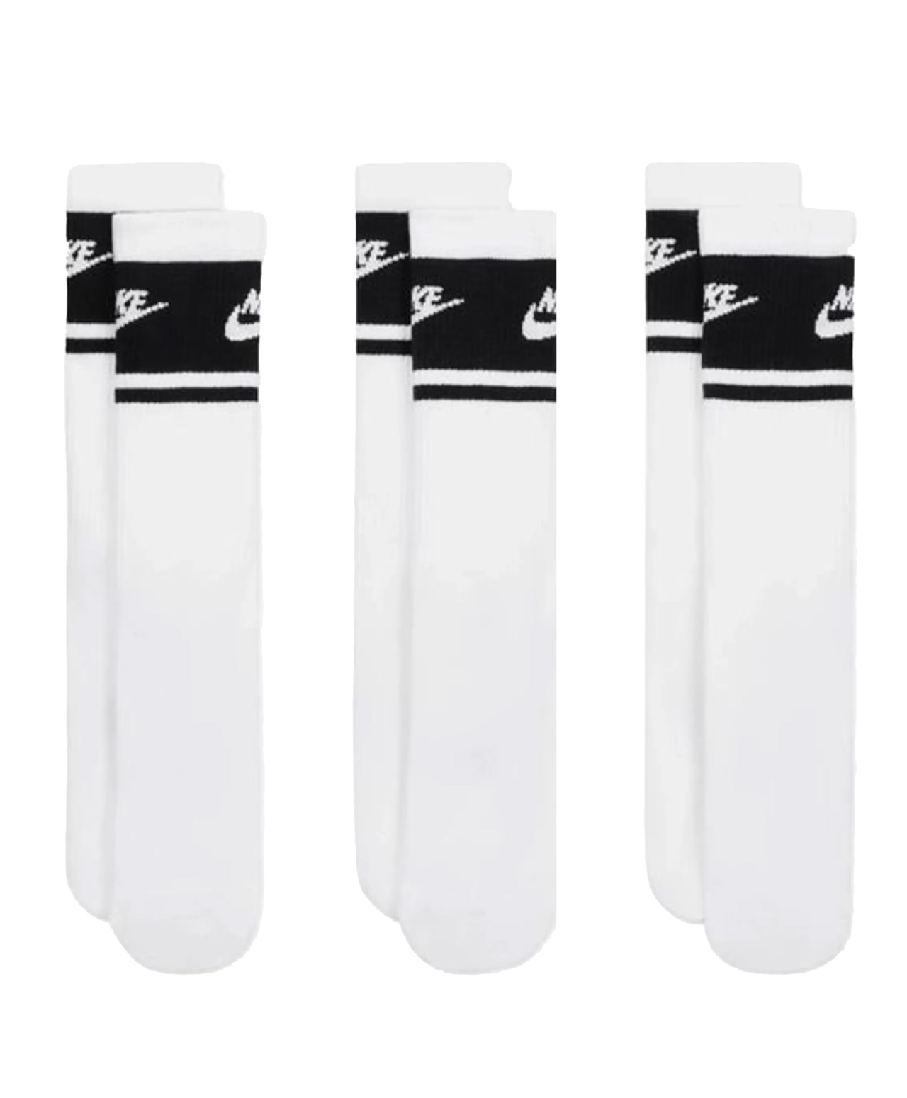 NIKE EVERYDAY ELEVATED CREW SOCKS 3-PACK WHITE/BLACK